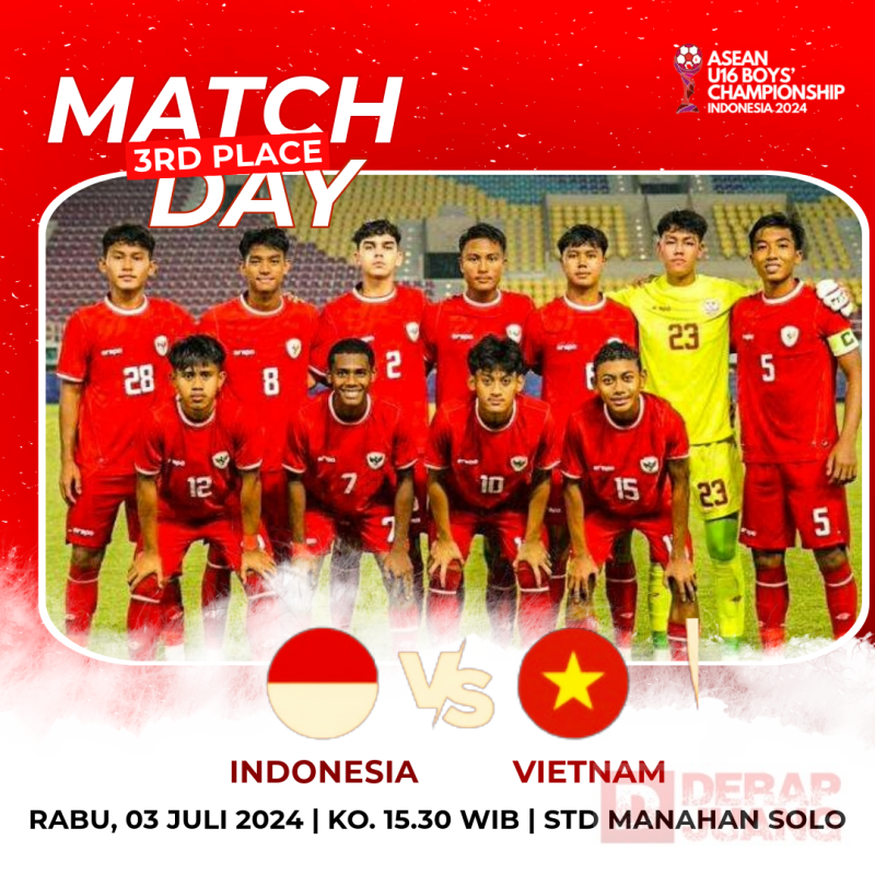 Perebutan Juara 3 AFF U16 2024, Pertandingan Indonesia Vs&nbsp;Vietnam